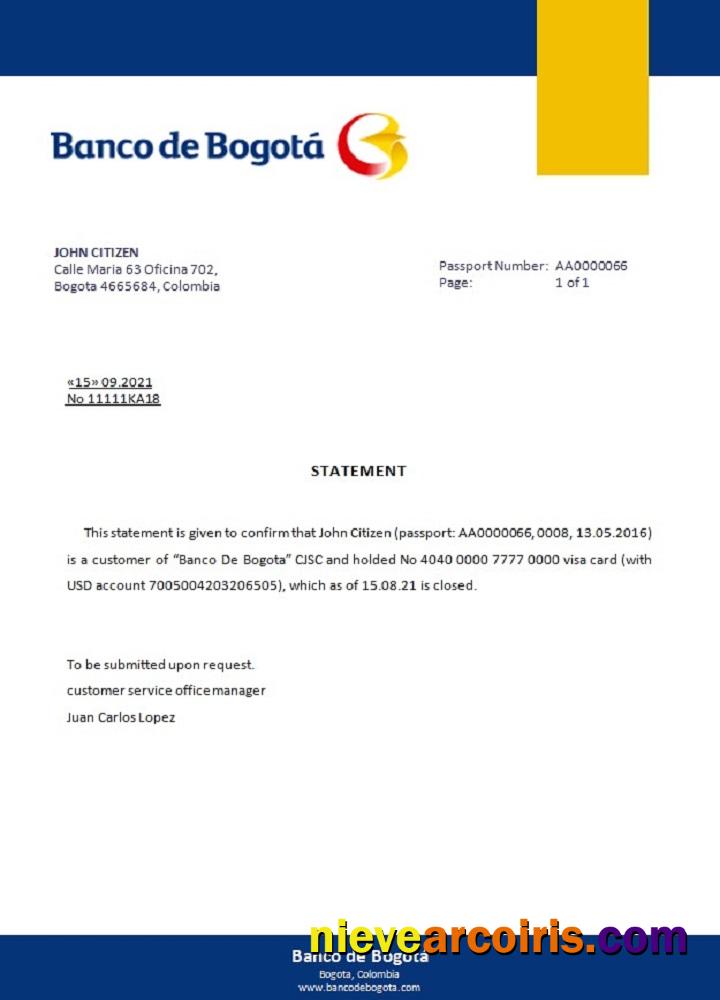 Colombia Banco de Bogotá closure reference